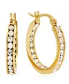 Steeltime Women's Stainless-steel Hoop Earrings Adorned With Swarovski Crystals