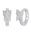 Steeltime Women's Sterling Silver And Simulated Diamonds Butterfly Huggie Earrings