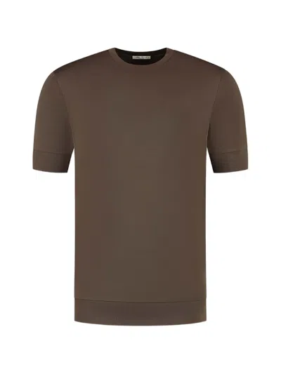 Stefan Brandt Crew-neck Short-sleeve T-shirt In Brown
