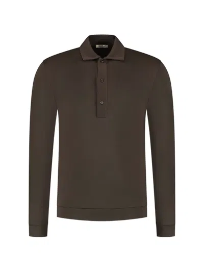 Stefan Brandt Long-sleeve Polo Shirt In Brown