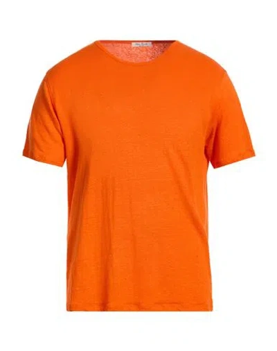 Stefan Brandt Man T-shirt Orange Size L Linen, Elastane