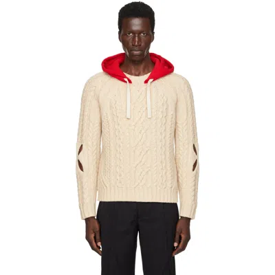 Stefan Cooke Beige Hooded Cable Sweater In Gray
