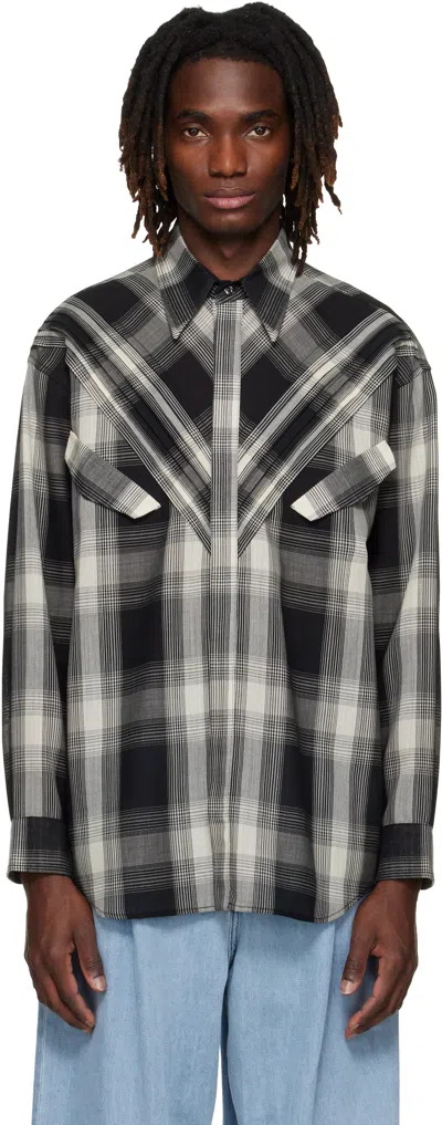 Stefan Cooke Black & Off-white Chevron Shirt In Multi