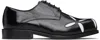 Stefan Cooke Ssense Exclusive Black & White Slashed Square Toe Derbys In Black