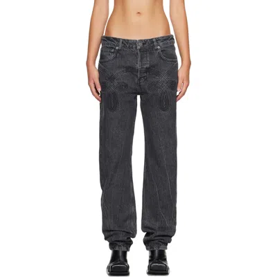 Stefan Cooke Black Braided Jeans In Charcoal