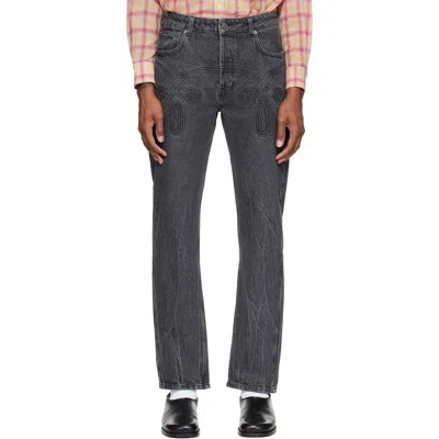 Stefan Cooke Black Braided Jeans In Charcoal