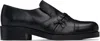 Stefan Cooke Black Leather Slip-on Loafers In Black