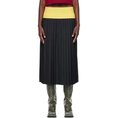 Stefan Cooke Black Match Midi Skirt