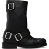 Stefan Cooke Black Pegasus Biker Medium Boots In Black