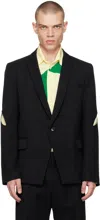 Stefan Cooke Black Slashed Blazer In Black
