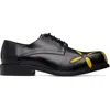 Stefan Cooke Black Slashed Square Toe Derbys In Black