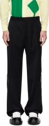Stefan Cooke Black Slashed Trousers In Black