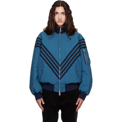 Stefan Cooke Blue Chevron Tanker Bomber Jacket In Petrol