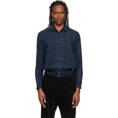 Stefan Cooke Blue Club Shirt In Midnight Check