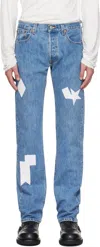 Stefan Cooke Blue Patch Jeans In Blue