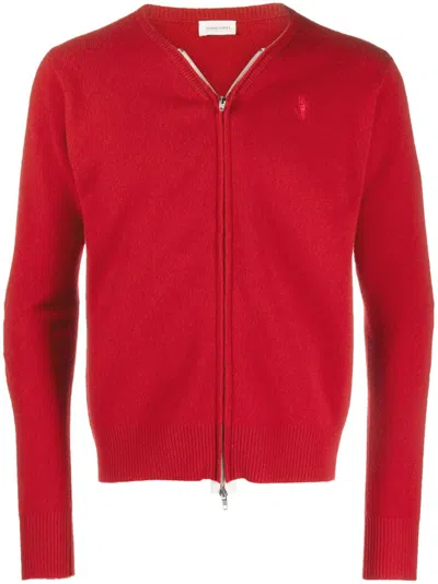 Stefan Cooke Cutout Wool Cardigan In Red