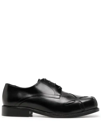 Stefan Cooke Embroidered-detail Leather Derby Shoes In Black