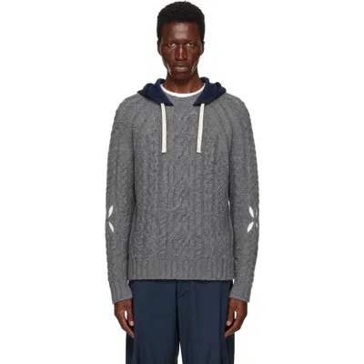 Stefan Cooke Gray Hooded Cable Sweater In Grey