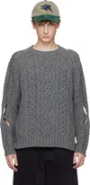 Stefan Cooke Gray Slashed Cable Sweater In Gray