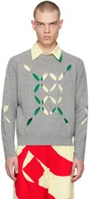 Stefan Cooke Gray Slashed Sweater In Grey