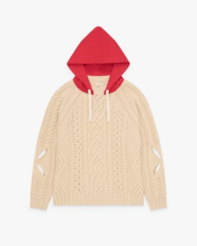 Stefan Cooke Hooded Cable-knit Sweater In Oatmeal