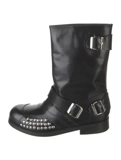 Pre-owned Stefan Cooke Leather Moto Boots In Black