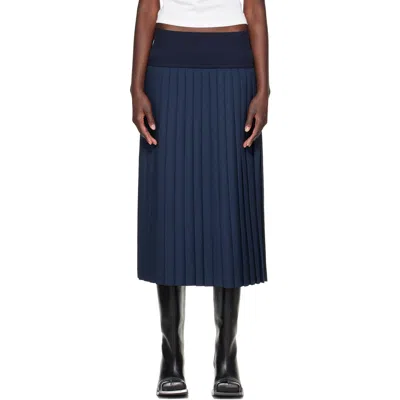 Stefan Cooke Navy Match Midi Skirt