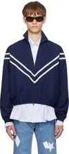 Stefan Cooke Navy Pinking Corded Jacket In Blue