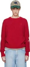 Stefan Cooke Red Slashed Shaggy Sweater In Red