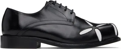Stefan Cooke Ssense Exclusive Black & White Slashed Square Toe Derbys In Black White