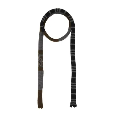 Stefan Cooke Striped Knit Scarf In Black
