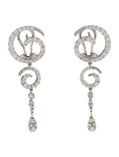 Pre-owned Stefan Hafner 18k 1.98ctw Diamond Swirl Drop Earrings In Multi