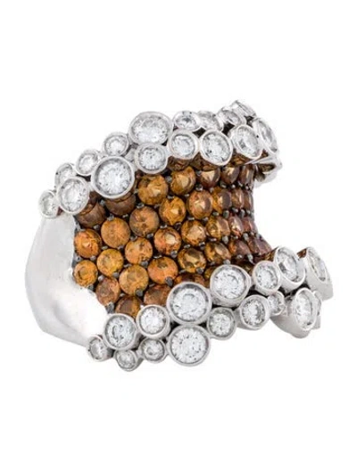 Pre-owned Stefan Hafner 18k Sapphire & Diamond Cocktail Ring In Multi