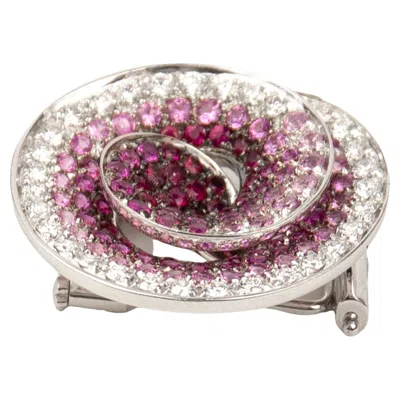 Pre-owned Stefan Hafner 18k White Gold Diamond&sapphire Pin