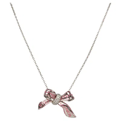 Pre-owned Stefan Hafner 18k White Gold Diamond Bow Pendant Necklace