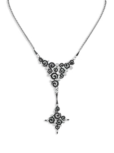 Pre-owned Stefan Hafner 18k White Gold White And Black Diamonds Necklace In Silver