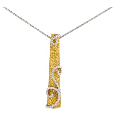 Pre-owned Stefan Hafner 18k Yellow & White Gold Diamond & Sapphire Pendant Necklace