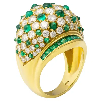 Pre-owned Stefan Hafner 18k Yellow Gold Diamond & Emerald Ring