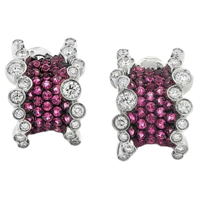 Pre-owned Stefan Hafner Diamond And Pink Sapphire Corset By Earrings By