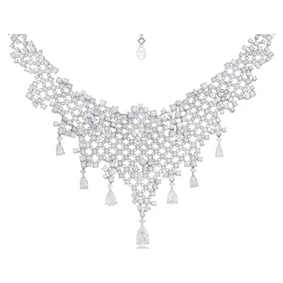 Pre-owned Stefan Hafner Diana M 18k White Gold  28.00 Carat Cluster Diamond Necklace