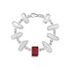 Stefan Tiron Women's Silver / Red Alessio Red Silva Silver Bracelet In Multi