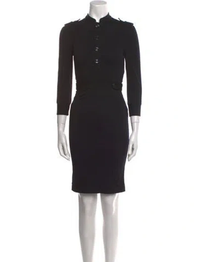 Pre-owned Stefanel Mock Neck Mini Dress In Black