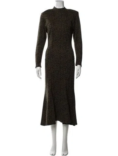 Pre-owned Stefanel Printed Long Dress In Green