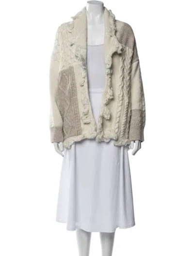 Pre-owned Stefanel Printed V-neck Sweater In Neutral