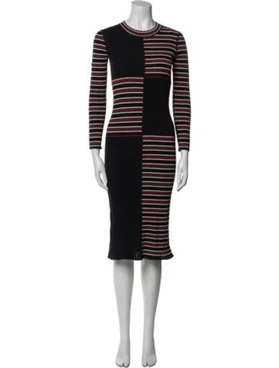 Pre-owned Stefanel Striped Midi Length Dress In Blue