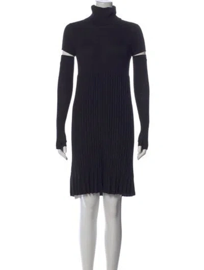 Pre-owned Stefanel Turtleneck Mini Dress In Black