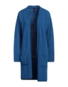 Stefanel Woman Cardigan Blue Size Xs Merino Wool, Viscose, Polyamide, Cashmere In Blue