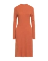 Stefanel Woman Midi Dress Rust Size L Viscose, Polyamide, Wool, Cashmere, Polyester In Orange