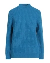 Stefanel Woman Turtleneck Blue Size L Acrylic, Alpaca Wool, Merino Wool, Wool In Blue