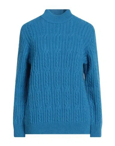 Stefanel Woman Turtleneck Blue Size L Acrylic, Alpaca Wool, Merino Wool, Wool